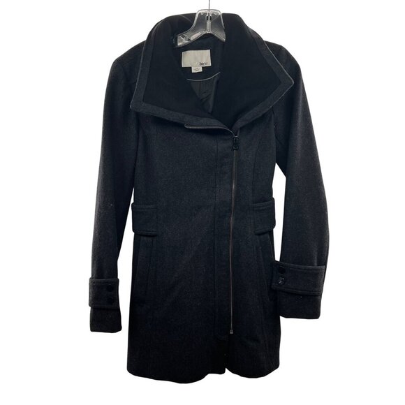 Bar III Women's Zip Up Peacoat Wool Blend Gray/Black Size XS Pockets - Picture 1 of 9